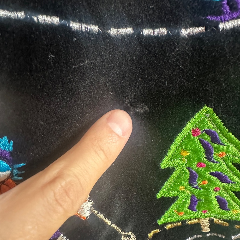 Vintage Lifestyle Black Velour Winter Themed Iceskating Button Up Collared Vest - Picture 4 of 7